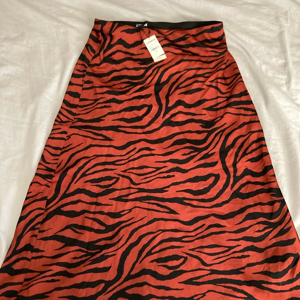 NEW Express XS midi slip skirt in animal print